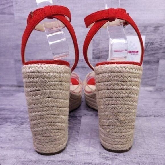 Jessica Simpson Semie Floral Jelly Strap Espadrille Wedge Sandal Red Women 9 NEW - Picture 4 of 8